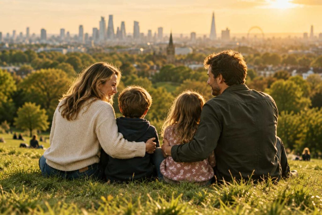 Family portrait session on Hampstead Heath in London